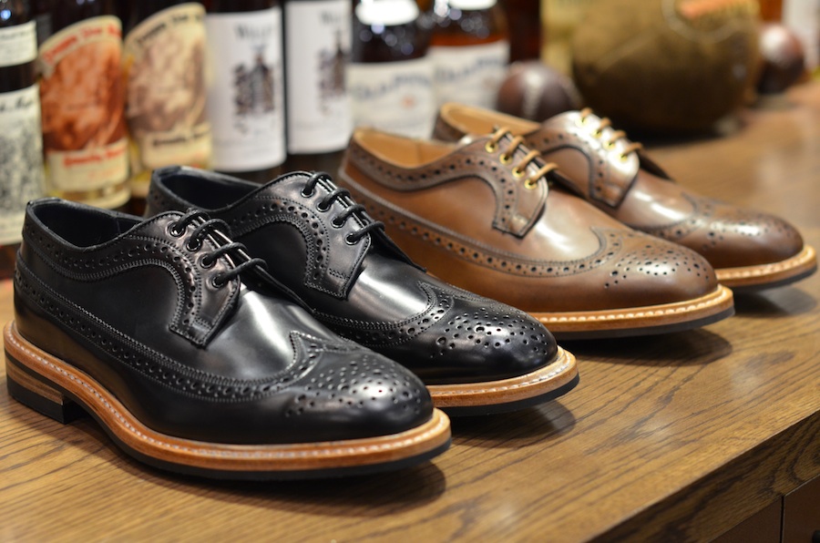 Tricker's - Longwing in Navy Shell Cordovan and Coffee Burnished Calf ...